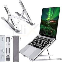 PLIXIO Aluminum Tabletop Laptop Stand Ergonomic Foldable Portable Laptop Stand Holder Compatible for MacBook, HP, Dell, Lenovo & All Other Notebook (Sliver)-11