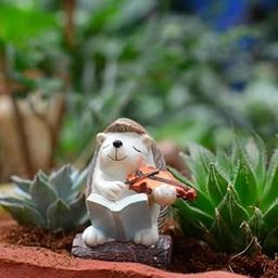Miniature Hedgehog Playing Violin, Garden, Table Decor, Dashboard (6 x 4.5 x 6.5 cm)-image-81