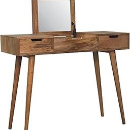Artisan Furniture Oak-ish Dressing Table with Foldable Mirror-image-36