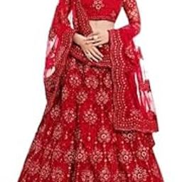 Women's Net Semi-Stitch Lehenga Choli And Dupatta Set | Net lehenga choli | Ethnic wear for women-image-56