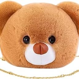 CUTE PANDA Teddy Bear Face Sling Bag Soft & Fluffy Sling Bags For Girls Kids Shaped Penguin Faux Fur Crossbody Plush Purse Chain Shoulder handbags (Pack Of 1) (BROWN)-image-65