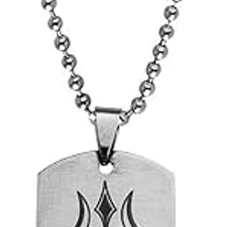 Religious Lord Shiv Trishul Damaru Mahakal Black And Silver Stainless Steel Pendant Necklace Chain For Men And Women-image-84