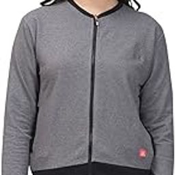Winter Bomber Jacket for Women with Side Pockets | Cotton Fleece Fabric Round Neck Outfit-image-54