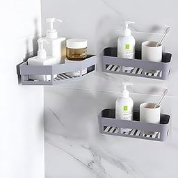 HOUSE OF VIPA Plastic Wall Shelves Kitchen Bathroom Shelf Self-Adhesive Sticker Hooks Multipurpose Wall Holder Bathroom Storage Rack Box Strong Shower Rack Shelf-image-51