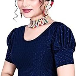 Women's Lycra Stretchable Readymade Blouse with Puff Sleeve Style-image-34