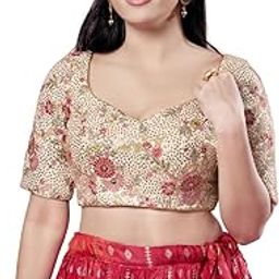 Women's Silk Padded Self Design Half Sleeve Readymade Saree Blouse (X-1159.ELB)-image-42
