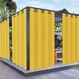 Outdoor Curtains for Patio Waterproof – Weatherproof, UV and Fade Resistant Outside Curtains for Gazebo, Front Porch, Pergola, Sun Blocking Privacy Curtain, 52 x 84 inch, 1 Panel, Yellow-image-22