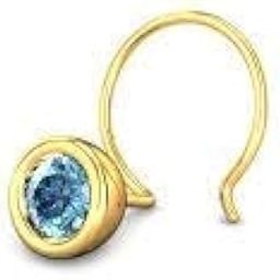 ATJewels 0.11 Ct 14K Yellow Gold Over 925 Sterling Silver With Round Cut Aqua Aquamarine Halo Nose Pin for Women Girls-14