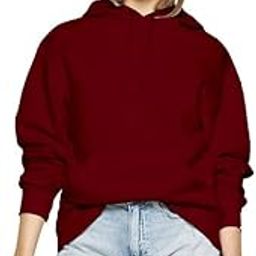 Relaxed Fit Plain Cotton Blend Hoodie for Women-image-80