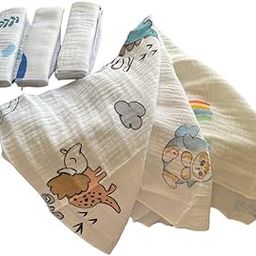 Newborn Baby Muslin Napkins (Set of 6) | 10x10 Inches | Soft & Absorbent | Printed | One Size for Newborns | ReBa Gifts-image-43