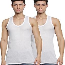 Men’s White Mesh Cotton Vest Sleeveless Gym Undershirt | Breathable Soft & Stretchable |Casual Wear (Pack of 2)-image-81