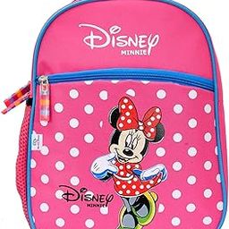 Heart Home Polyester Waterproof Disney Minnie Mouse Dot Print Backpack|Sturdy School Bag For Kids,14 Inch (Pink)-picture-52
