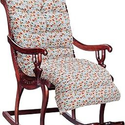 Kuber Industries Flower Printed Microfiber Comfortable, Soft, Long Back & Seat Rocking Chair, Lounger Cushion for Indoor/Outdoor with Ties, 18 * 46 Inch (White)-49LUG286-picture-13