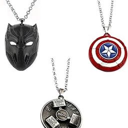 Stylish Black Mask Shaped Locket and Superhero Character Accessory Metal Pendant Souvenirs with Length Adjustable Chain for Unisex; Pack of 3 (C-1194)-picture-20