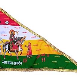 Baba Ramdev Flag Printed Ramdev Ji Dwaj Jhanda Triangle for Home Temple Outdoor Medium Size(28 x 40) InchFlag Multicolor-image-29