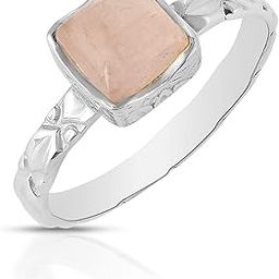Silverrazzi 925 Sterling Silver Rose Quartz Square Cocktail Wedding Ring | Women and Girls | Certificate of Authenticity and 925 Stamp | 6 Month Warranty-image-53