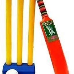Generic Plastic Bat ball kit, Multicolour, 2-6 Years, 3 wickets kit-image-7