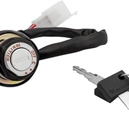 Deutsche Black Cylindrical Finish New Ignition Starter Lock Compatible with TVS Suzuki 12V / Samurai/Shogun (6 Wires), Switch Lock with 2 Keys | 6 PIN-1