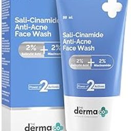 The Derma Co Sali-Cinamide Anti-Acne Face Wash | With 2% Salicylic Acid & 2% Niacinamide I Treats Active Acne & Fades Acne Marks I For Oily & Combination Skin I Power of 2 Actives | For Men & Women | 80 ml-30
