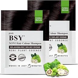 BSY Noni Dark Brown Hair Color Shampoo (20Ml X 20 Sachets) | Ammonia Free| For Men | Natural Dark Brown Permanent Hair Dye Shampoo For Women | Noni Fruit Hair Dye | 5 Minutes Hair Colour-10