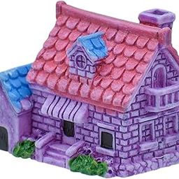 Aadyacrafts Miniature Fairy Garden House, Purple and Pink Stone Cottage, Decorative Resin Ornament, C0861-6-image-94