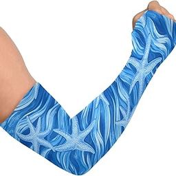 Cooling Arm Sleeves for Men Women UV Sun Protection Arm Covers Blue Starfish Compression Sleeves Sports Football Golf Cycling-image-95