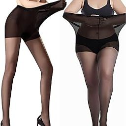 Women's Super Sexy Shiny Sheer Control Top Footed Tights Silk Stockings Ultra Shimmery High Waist Pantyhose-Free Size.-image-16