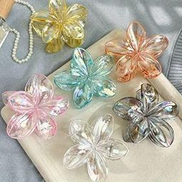 KARDIFF Transparent Glossy Flower Hair Claw Clips – Multicolor Pack of 4, Stylish Hair Ornaments for Women & Girls (Color may vary)-image-29