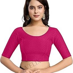 Women’s Cotton Lycra Blouse - Round Neck, Elbow Sleeve, Stretch Fit, Premium Ready-to-Wear Saree Blouse for Khadi, Handloom, and Designer Sarees-image-28
