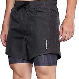 Rapid Dry 2 in 1 Hybrid Running Shorts for Men with Hidden Phone Zipper Pocket, Printed Liner - for Sports Gym Workout Long Distance - 7 inch Inseam Anti Chafing - Tights Compression Fit-11