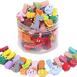 ANNA CREATIONS Baby Girls Hair Clips Cute Animal Character Fruit Flower Pattern Fully Ribbon Lined Hair clips Hair Accessories for Girls (Pack Of 26)-image-68