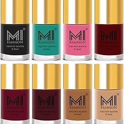 MI FASHION Velvet Matte Nail Polish Toxic Free (Top Coat-Multicolour Sets) Long-Lasting & Waterproof 9.9ml Each For Girls (Pack Of-8)-image-98