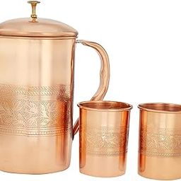 Amazon Brand - Solimo Embossed Copper Jug with 2 Copper Embossed Glasses| Copper-image-55