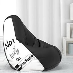 ComfyBean Bag with Beans Filled XL Bean Bag Prefilled with Beans Printed - Official : PrintEssence (Color : Not Lazy - Black White)-27