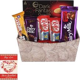SFU E Com Designer Chocolate Basket Hamper | Valentine Chocolate With Love Greeting Card | Valentine Chocolate Hamper | 863-87
