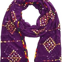 youthquake Plastic Mirror Work Multi Colored Embroidered Chiffon Navratri Dupatta for Womens & Girls-picture-18