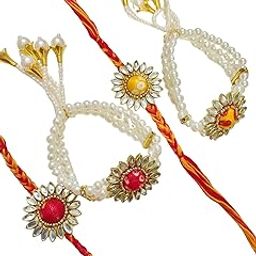 Bhaiya Bhabhi Rakhi Combo Set | Designer Rakhi & Lumba with Pearl and Stone Work | Handmade Raksha Bandhan Gift-image-89