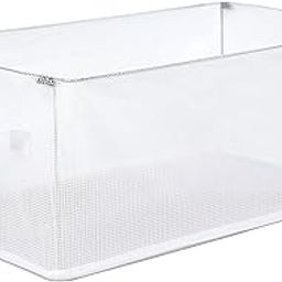 BOXJOY Foldable 𝐒𝐭𝐞𝐞𝐥 𝐅𝐫𝐚𝐦𝐞 𝐏𝐚𝐜𝐤 𝐨𝐟 𝟏 Transparent Storage Cloth Organizer Box for Clothes with Handle Closet Organiser Basket for Wardrobe, Cupboard, Almirah Shelves Hostel Essentials-24