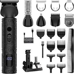 Scttomon Beard Trimmer for Men Professional Hair Trimmer Hair Trimmer Men's T-Blade Trimmer Electric Shaver Nose Body Trimmer Haircut Kit Battery 7 in 1 Black-image-17