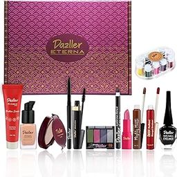 Dazller Grand Glam Kit - Medium Skintone, All-in-One Makeup Set with Primer, Liquid Foundation, Kajal, Mascara, Eyeshadow & More, Long-Stay, Lightweight, Water-Resistant, Suitable for All Skin Types-image-13