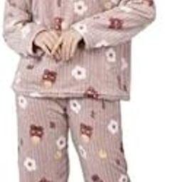 Women Printed Night Suit Pajamas Set Fleece Long Sleeve Warm Winter Sleepwear Pack of 1 Set-picture-10