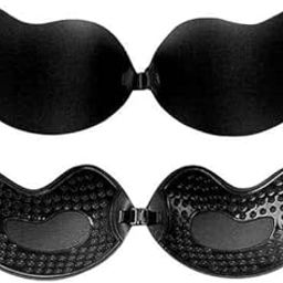 Silicone Wire Free Stick-On Bra Padded, Adhesive Bra Strapless Silicone Invisible Push Up Reusable Self Sticky Bra for Backless Dress Stick on Bra(Black)-image-51