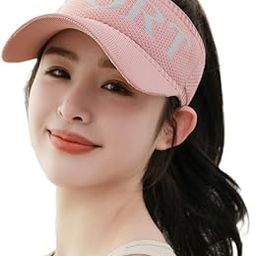 Pink Open Head Sun Visor Sport Ponytail Adjustable Summer Cap SunVisor, UV Protection Cap for Golf Tennis Cricket Cycling Running - Sun UV Protection-image-1