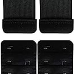 � Bra Hook Extender-2 Hook - 3 Rows (with Extra Elastic) Save Your Bra Increase Band Length-Bra Extensions (Black Pack of 4)-3