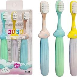FunBlast Kids Toothbrush Cute Tooth Brush, Pack of 3 Pcs, PBT Soft Bristles Toothbrush For 3-6 Years Old Children, Manual Toothbrush for Kids - Multicolor-82