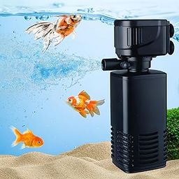 4-in-1 Aquarium Filter Pump, Submersible, Silent Oxygen & Water Circulation System with LED Light, Energy-Efficient Fish Tank Filter for Freshwater, Marine & Turtle Tanks-8