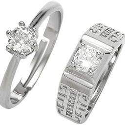 Anti Tarnish Solitaire Couple Ring | Adjustable Fancy Jewellery Design for Men Women | Latest Fashion Accessories for Girls | Minimal Jewelry-image-21