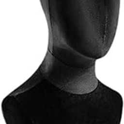 UJEAVETTE® Bust Mannequin Head Stable Velvet Block Head for Necklaces Shopping Mall Cap Black-33