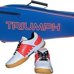 Badminton Shoe Power White/Red Size-6 with Triumph Badminton Bag 306 ROYAL/Orange-image-97