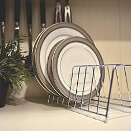 LIFE TIME Multipurpose Chrome Plated Stainless Steel Dish thali Plate Rack Holder Stand for Kitchen Utensil Rack, Pot lid Holder (9 Sections Plate Rack)-picture-12